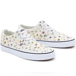 Vans White Cream Sneakers with flower  Design